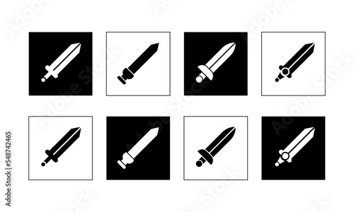 sword icon. ninja, samurai, saber or blade in silhouette style - stock vector.