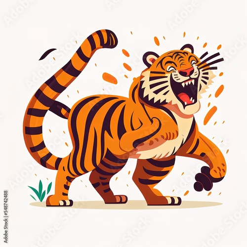 flat illustration tiger drawing. cute and adorable. can be used for children's content, drawing books, comics and social media promotions.