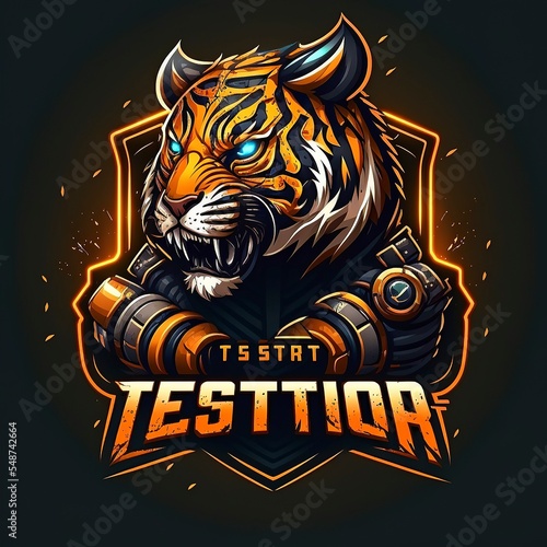 tiger head for esport logo isolated on black background. used for game companies, social media, websites and promotional purposes.