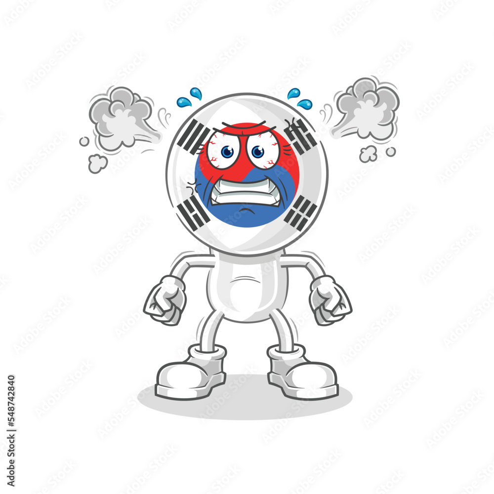 south korea head cartoon yawn character. cartoon mascot vector south korea head cartoon yawn character. cartoon mascot vector