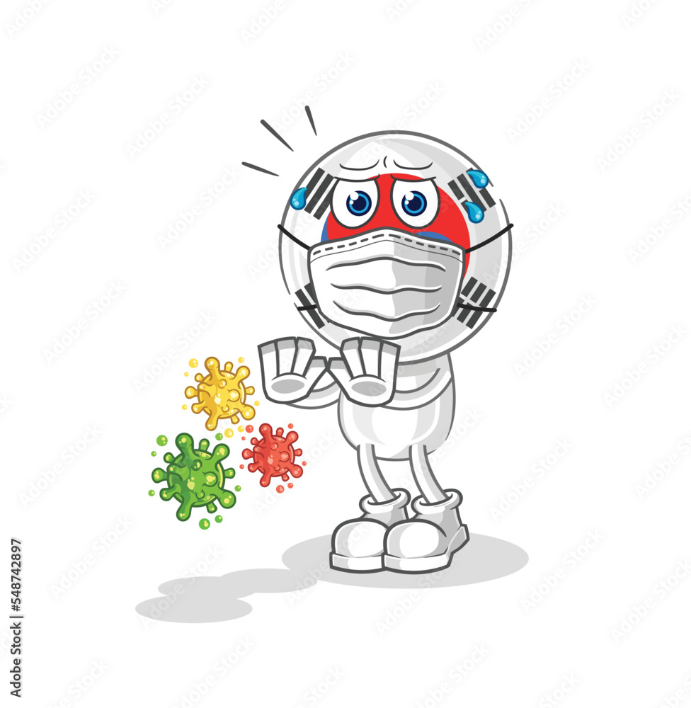 Fototapeta premium south korea head cartoon pirate with treasure mascot. cartoon vector