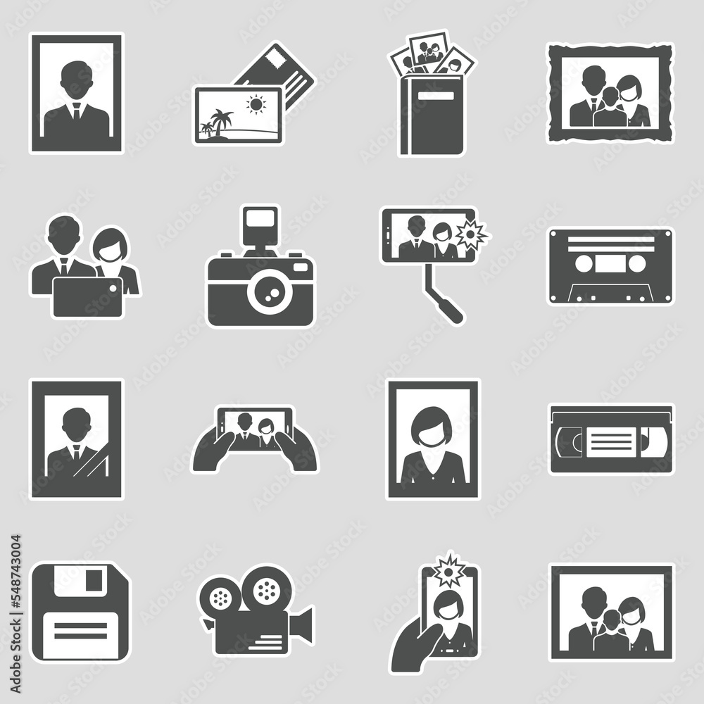 Memories Icons. Sticker Design. Vector Illustration. Memories Icons. Sticker Design. Vector Illustration.