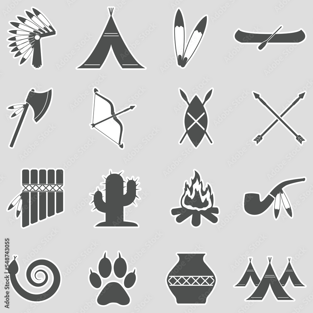 Native Studies Icon Native American Icons. Sticker Design. Vector Illustration. Stock ...