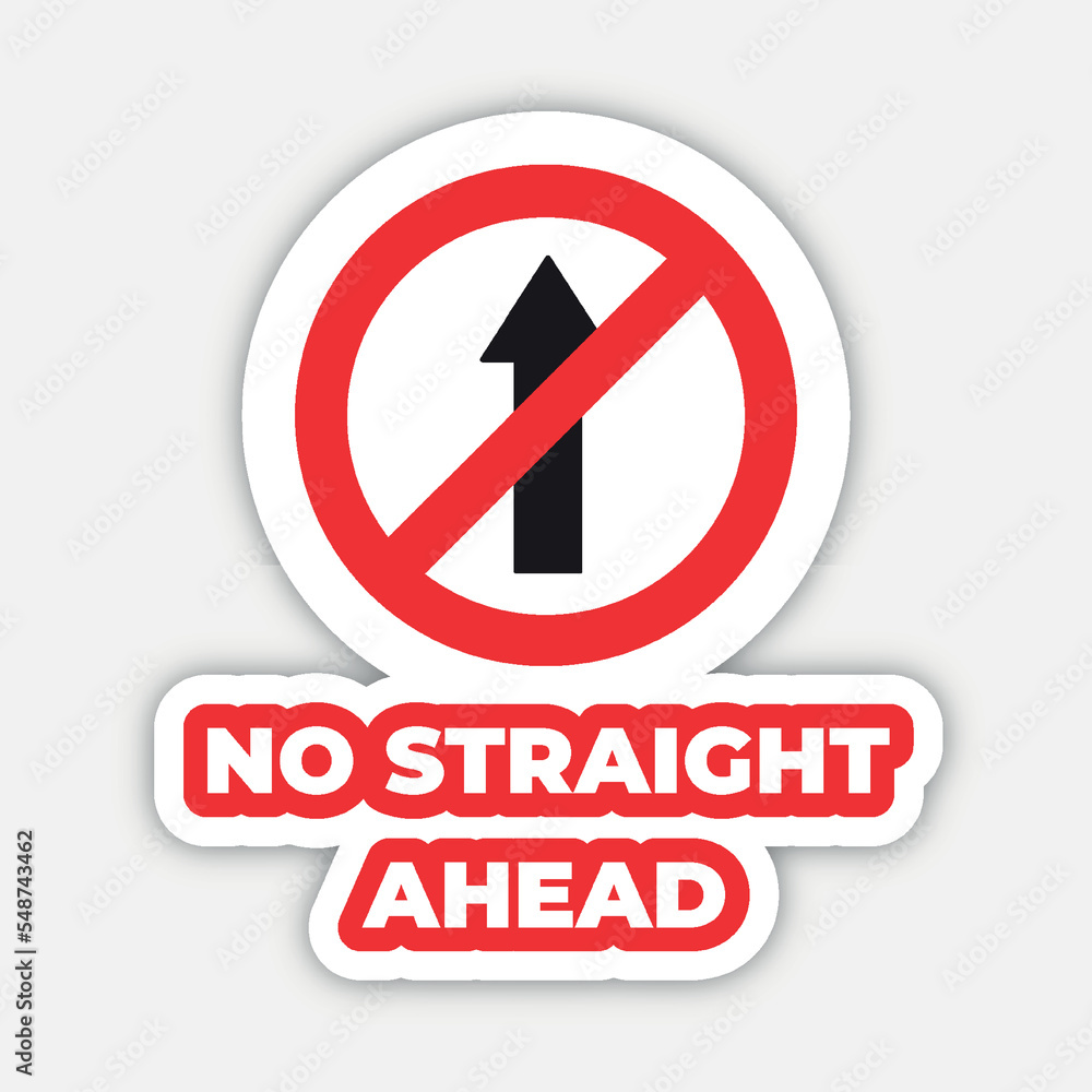 no straight ahead traffic sign editable modern vector icon and text effect design no straight ahead traffic sign editable modern vector icon and text effect design