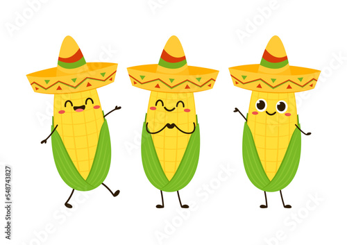 Corn vector. Corn character design. Corn on white background.