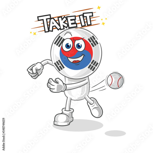 south korea head cartoon on fire mascot. cartoon vector