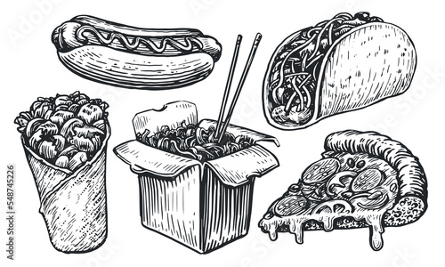Foto Fast Food set sketch