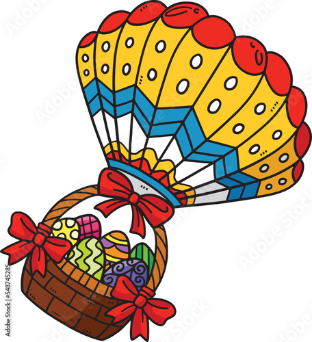 Fototapeta Naklejka Na Ścianę i Meble -  Easter Eggs in Hot Air Balloon Cartoon Clipart 