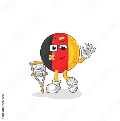 belgium sick with limping stick. cartoon mascot vector