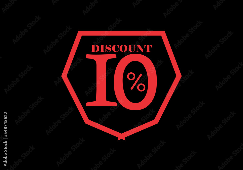 Red color of 10 percent discount sign design Red color of 10 percent discount sign design