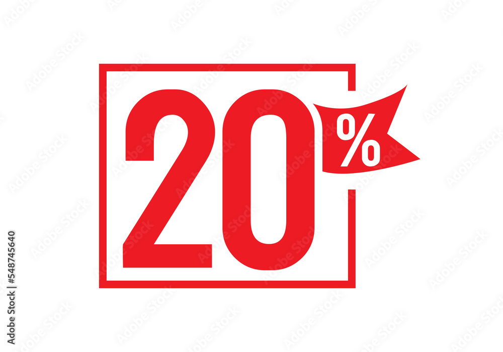 Red color of 20 percent discount sign design Red color of 20 percent discount sign design