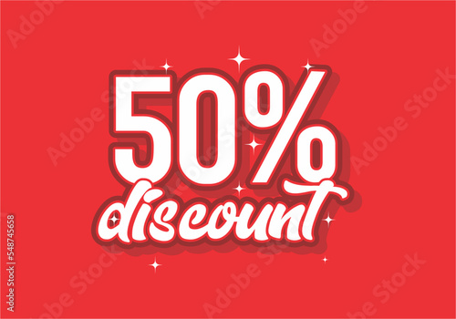 Red color of 50 percent discount sign design