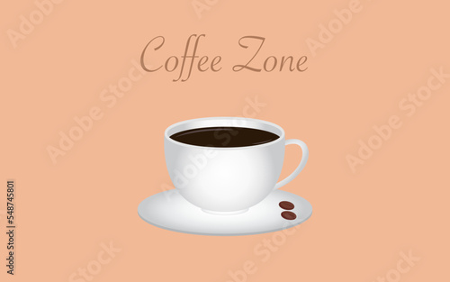Coffee zone poster with orange background.
