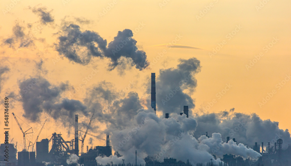 Smoke from chimneys of a metallurgical plant. Technologies Smoke from chimneys of a metallurgical plant. Technologies