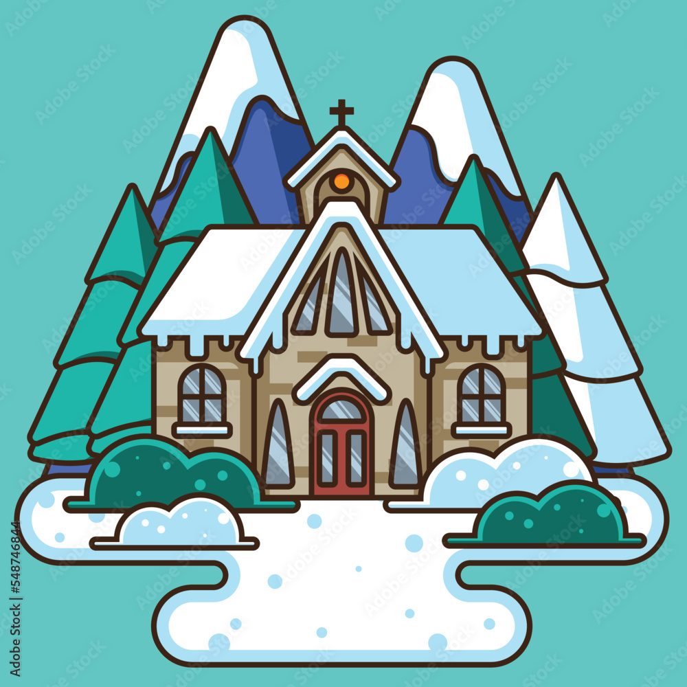 Winter home with flat design illustration Winter home with flat design illustration