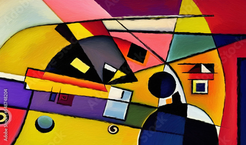 Φωτογραφία Digital painting abstract art in cubism style, graphic drawing expressionism art