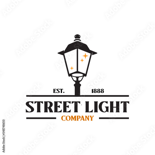 classic street light lantern lamp logo design