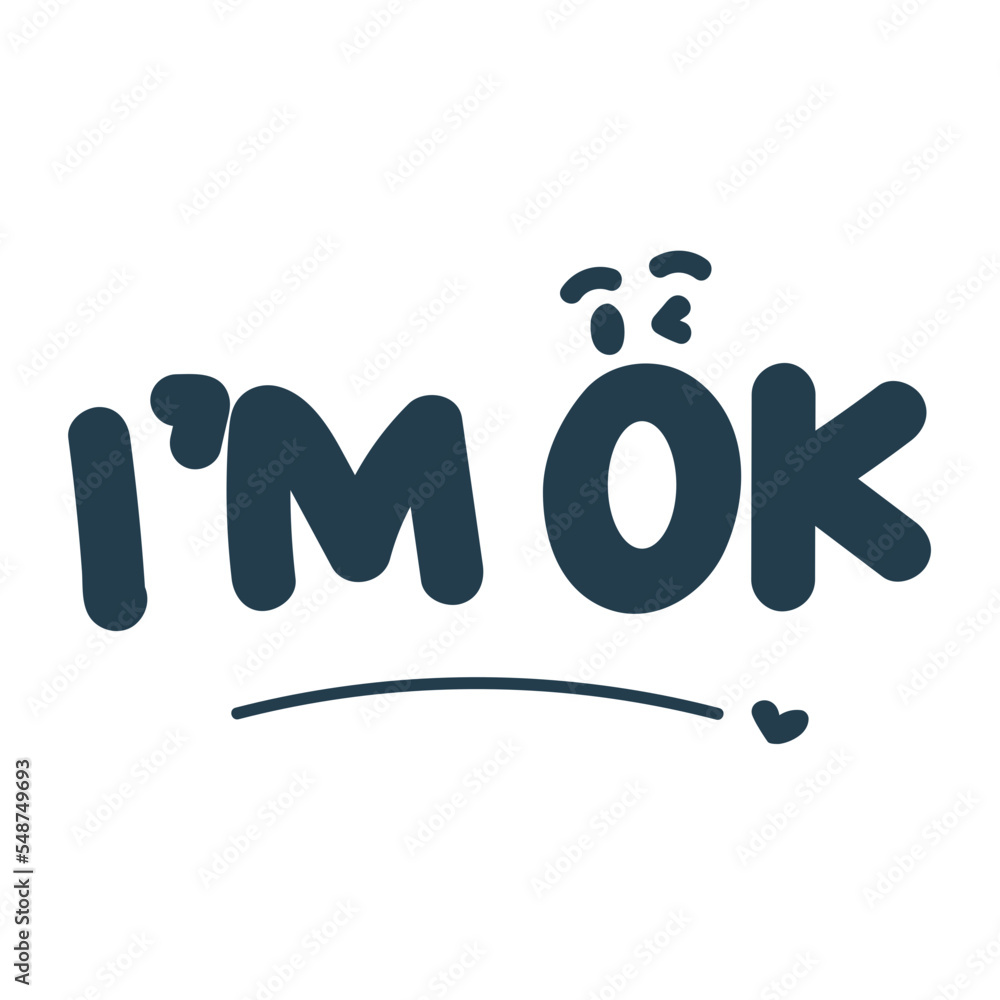 Cute Sticker Reactions Im Ok Outline Cute Sticker Reactions Im Ok Outline