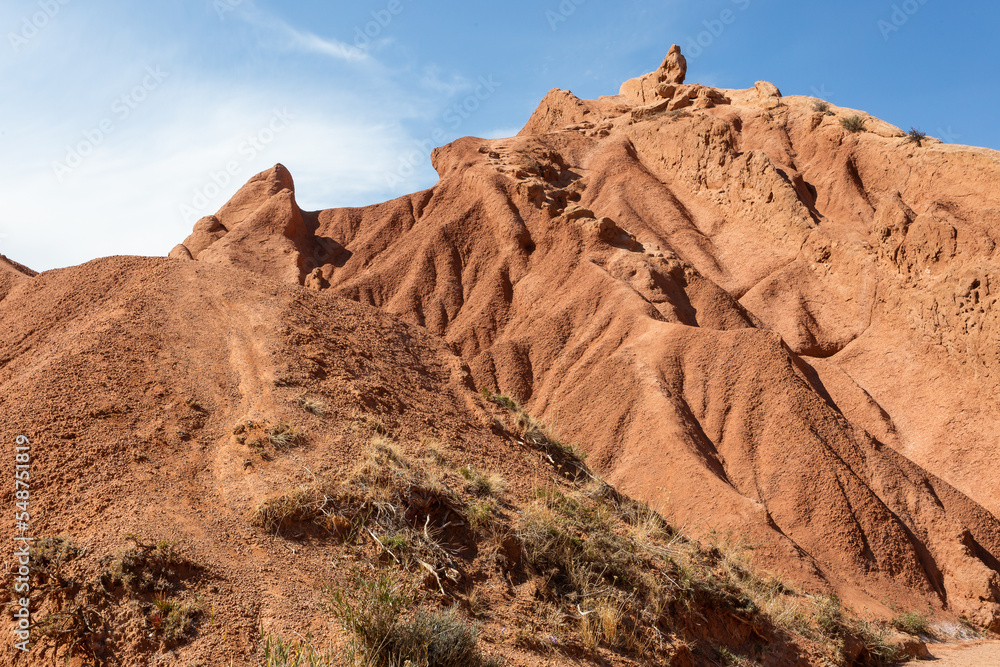 Fairytale canyon or Skazka Canyon, Natural park of colorful rocks near Issyk-Kul lake, Kyrgyzstan.