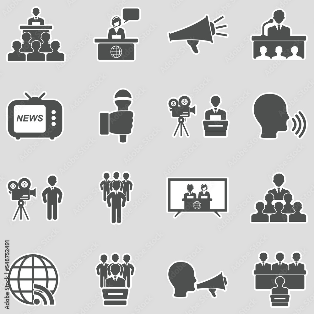 Public Relations Icons. Sticker Design. Vector Illustration. Public Relations Icons. Sticker Design. Vector Illustration.