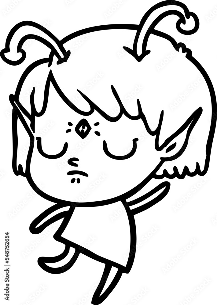 cartoon alien girl Stock Vector | Adobe Stock