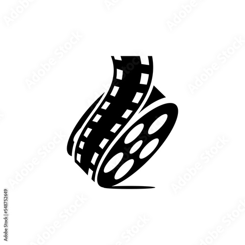 cinema logo vector, roll film vector on white background