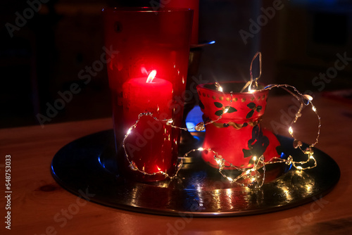 Christmas decoration on the metal plate photo