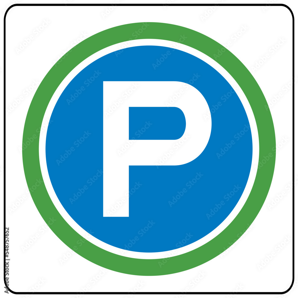 Road sign blue green parking zone sign vector Road sign blue green parking zone sign vector