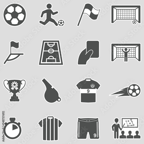 Soccer Icons. Sticker Design. Vector Illustration.