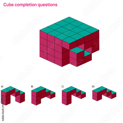 Find the Missing Piece. Shape completion questions, Find next shape