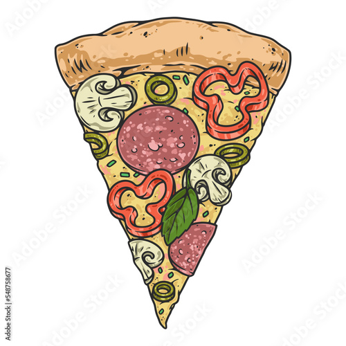 Italian pizza vintage colorful sticker