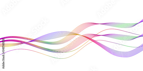 Abstract multicolored waves on white background. Electronic color sound waves. Vector illustration.