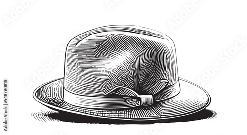 Hat sketch hand drawn sketch, engraving style vector illustration