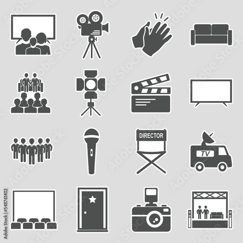 Television Show Icons. Sticker Design. Vector Illustration.