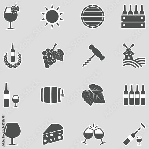 Winery Icons. Sticker Design. Vector Illustration.