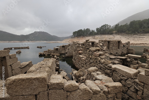The ruins of Vilarinho da Furna during the dry season, when the former-village becomes exposed Peneda-Geres Portugal photo