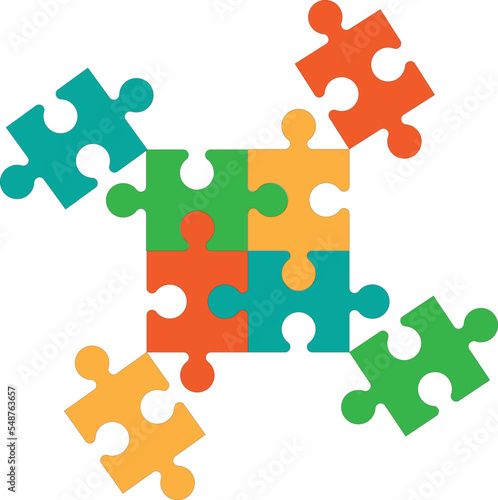 Professionally designed vector puzzle pieces on a white background © علي أبو أحمد