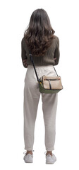 Young woman standing back view PNG file no background