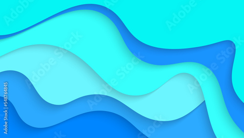 Modern Dynamic Blue Waves Papercut Style Background Design