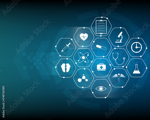 Medical symbols health innovation background