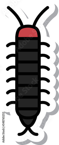 ミニステッカー昆虫イラストアイコン 百足