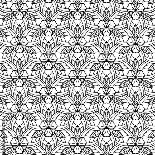 Black and white mystical florals pattern.