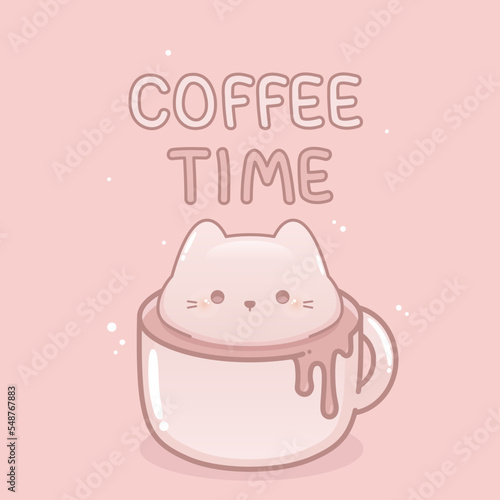 cute cat foam inside coffee cup
