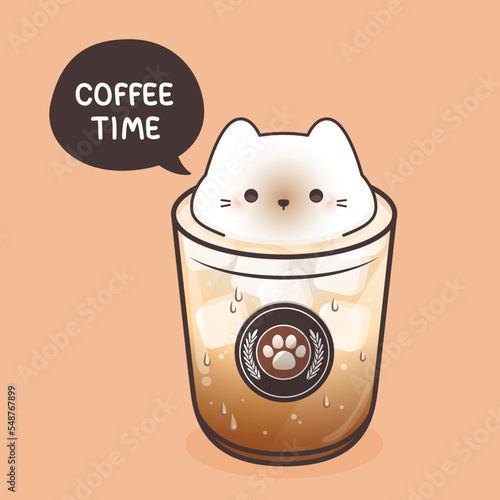 cute cat foam inside coffee cup