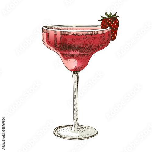 Illustration of a Strawberry daiquiri cocktail  photo