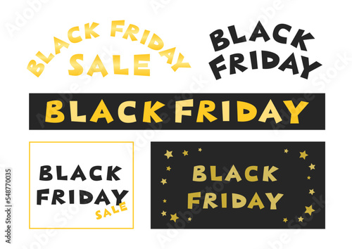 ブラックフライデーのイラスト: ロゴとバナーセット