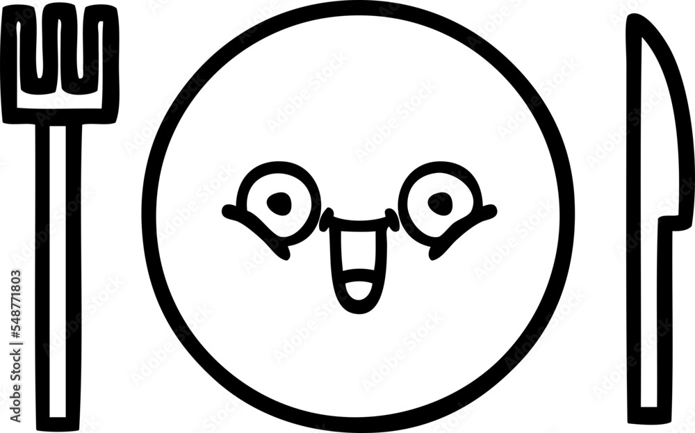 Line Drawing Cartoon Of A Dinner Plate Stock Vector Adobe Stock line-drawing-cartoon-of-a-dinner-plate-stock-vector-adobe-stock