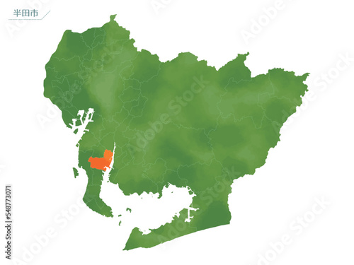 水彩風の地図　半田市.