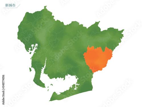 水彩風の地図　新城市.