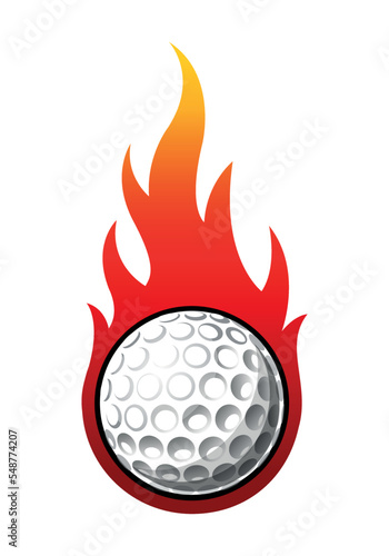 Fire and golf ball vector art graphic Golf ball with tribal flame vinyl car sticker motorcycle truck decal